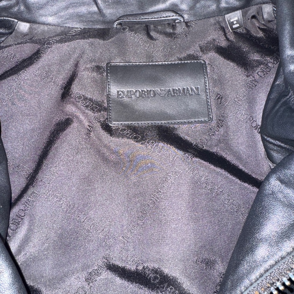 Emporio Armani Midnight Black Leather Jacket - Picture 3 of 7